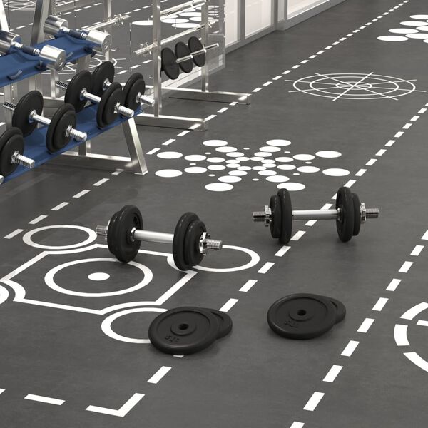 vidaXL hantele ar diskiem, 40 kg, čuguns, hromēts tērauds