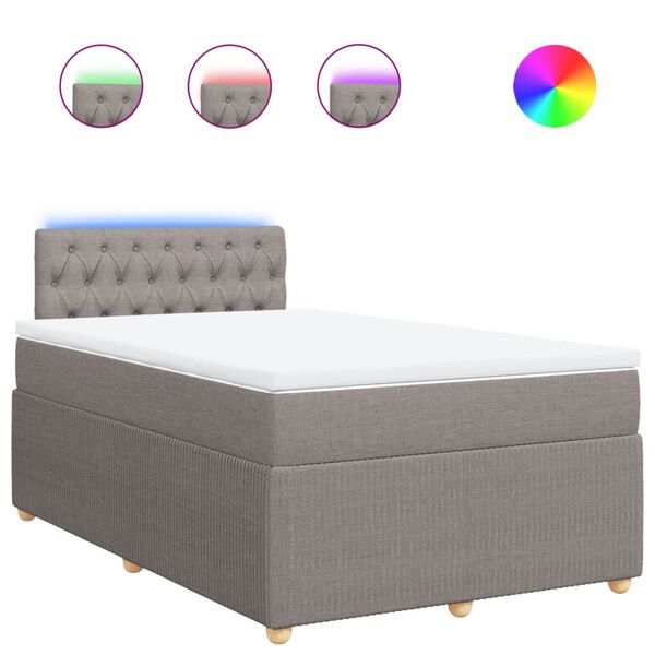 vidaXL atsperu gultas rāmis ar matraci, pelēkbrūns, 120x200 cm, audums