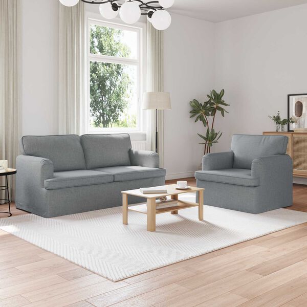 vidaXL Dīvāns 2 pcs Gai&scaron;i pelēks 162 x 80 x 85 cm audums