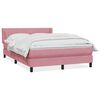 vidaXL atsperu gulta ar matraci, rozā samts, 160x210 cm