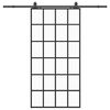 vidaXL bīdāmās durvis ar stiprinājumiem, melns, stikls, 102x205 cm