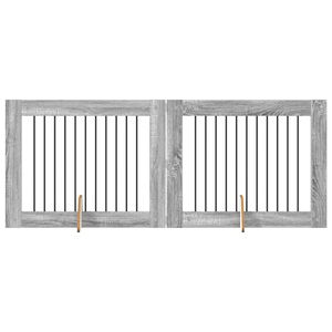vidaXL Suņu vārti ar statīviem 2 pcs Pelēks Sonoma ozols 100 x 80 cm