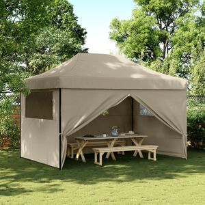 vidaXL saliekama svinību nojume, 4 sānu sienas, pelēkbrūna