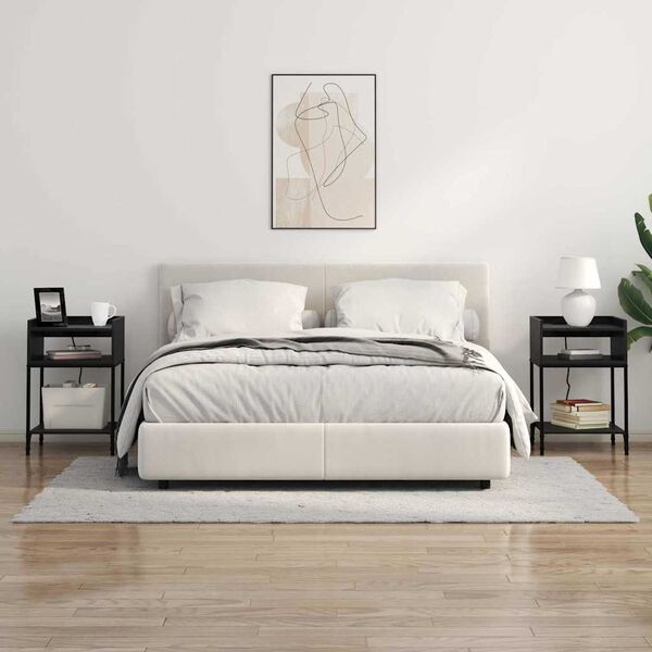 vidaXL Nakts skapītis ar plauktu 2 pcs Melns ozolkoks 40 x 40 x 61 cm