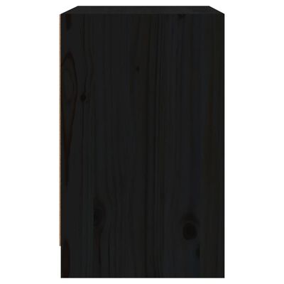 vidaXL naktsskapītis, melns, 40x31x50 cm, priedes masīvkoks