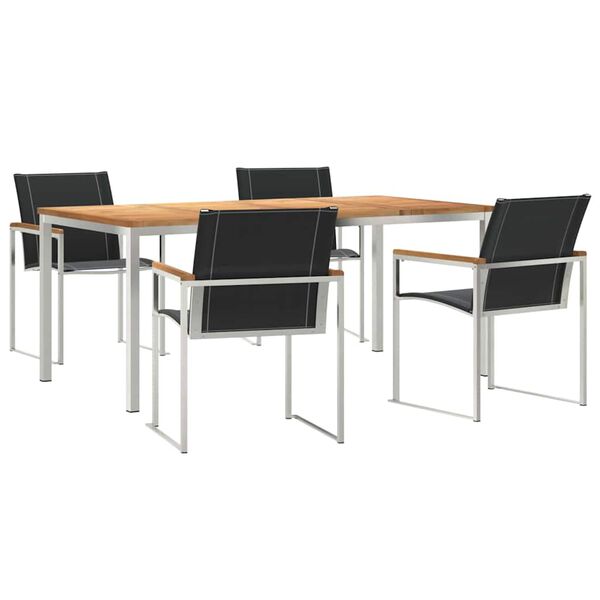 vidaXL Dārza ēdamgalds 5 pcs Brūna Cietā akācijas koks