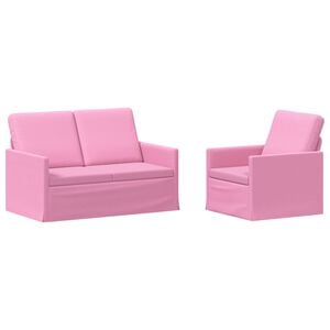 vidaXL Dīvānu komplekts 2 pcs Rozā Audums