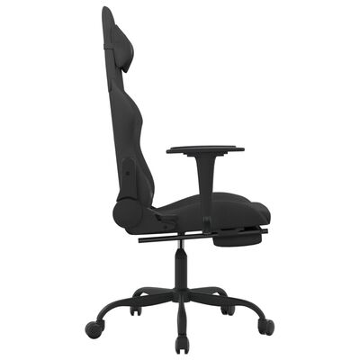 vidaXL datorspēļu krēsls ar kāju balstu, melns audums