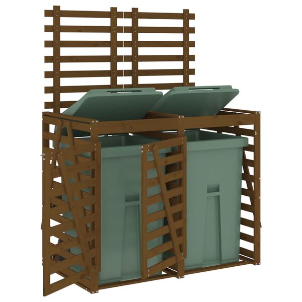 vidaXL 2 atkritumu tvertņu nojume, medus brūna, priedes masīvkoks