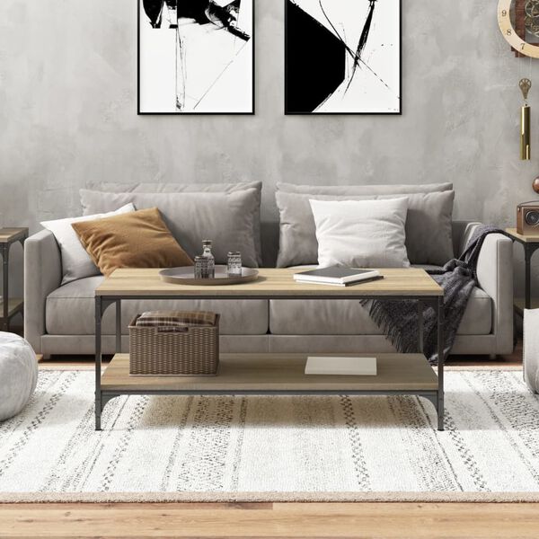 vidaXL kafijas galdiņ&scaron;, ozola krāsa, 80x50x40 cm, inženierijas koks