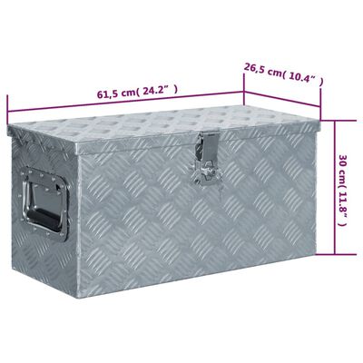 vidaXL kaste, 61,5x26,5x30 cm, alumīnijs, sudraba krāsā