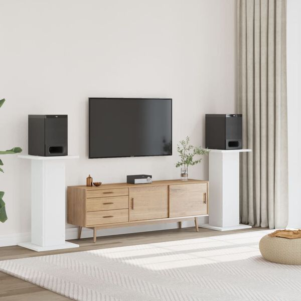 vidaXL skaļruņu statīvi, 2 gab., balti, 30x30x80 cm, inženierijas koks