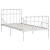 vidaXL gultas rāmis ar redeļu pamatni, balts metāls, 90x200 cm