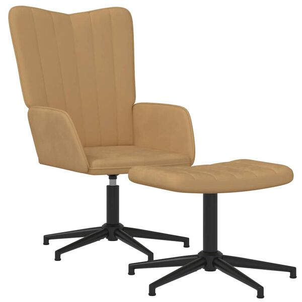 vidaXL atpūtas krēsls ar kāju balstu, brūns samts