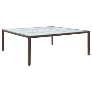 vidaXL dārza galds, 200x200x74 cm, brūna PE rotangpalma