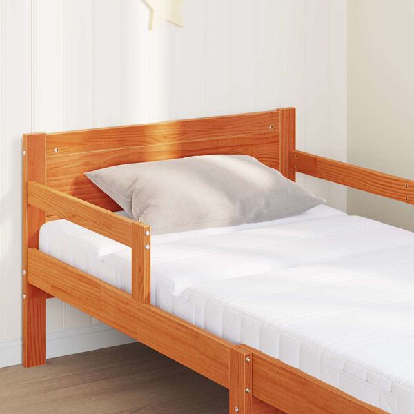 vidaXL Gultas rāmis ar matraci Brūna 80 x 200 cm Ciets priedes koks