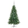 vidaXL izgaismota Ziemassvētku egle ar rotājumiem, zaļa, 150 cm