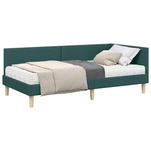 vidaXL Stūra gultas rāmis ar matrači 2 gab. Tum&scaron;i zaļ&scaron; 80 x 200 cm