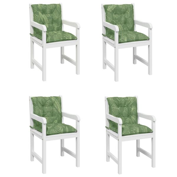 vidaXL krēslu matrači, 4 gab., lapu apdruka, audums