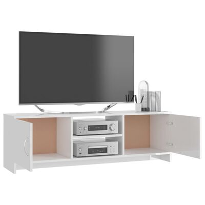 vidaXL TV skapītis, 120x30x37,5 cm, spīdīgi balts, skaidu plāksne