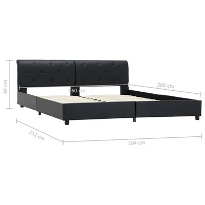 vidaXL gultas rāmis, melns mākslīgā āda, 160x200 cm