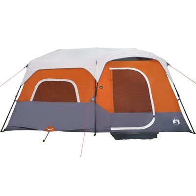 vidaXL ģimenes telts ar LED, 9 personām, gaiši pelēka un oranža