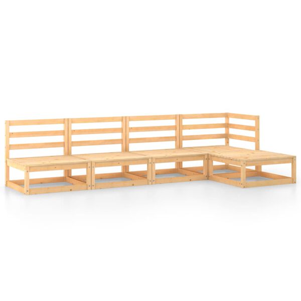 vidaXL 5-daļīgs dārza atpūtas mēbeļu komplekts, priedes masīvkoks