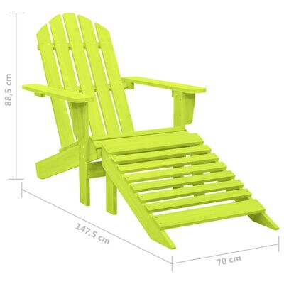 vidaXL dārza krēsls ar kāju balstu, egles masīvkoks, zaļš