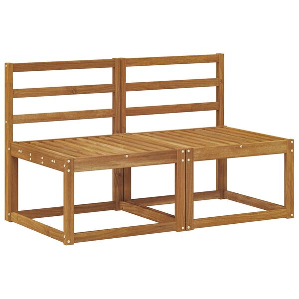 vidaXL 2 Gabals Āra vidējā dīvāns Cietā akācijas koks Dabiska