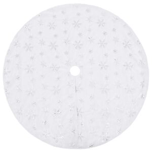 vidaXL grezns Ziemassvētku eglītes svārki, balti, 122 cm, mākslīgā kažokāda