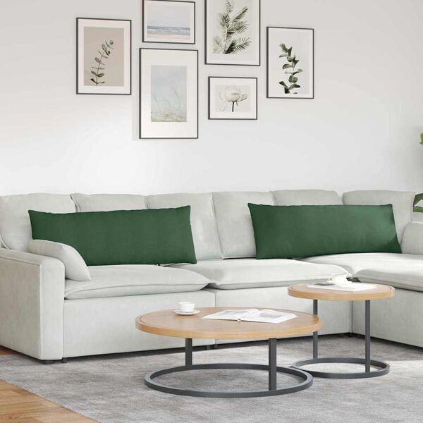 vidaXL Dīvāna spilveni 2 pcs Tum&scaron;i zaļ&scaron; 120 x 40 cm Korduroja audums