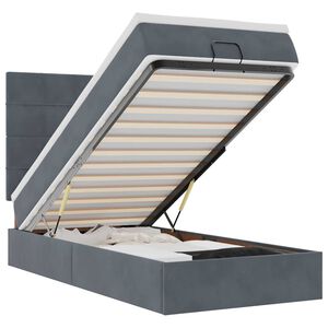 vidaXL Osmaņu gultas rāmis ar matračiem tum&scaron;i pelēks 80x200 cm samts