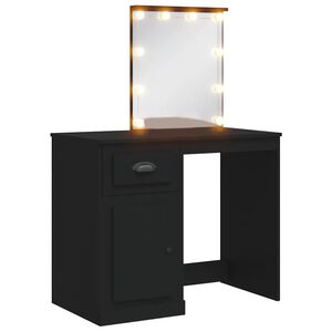 vidaXL spoguļgaldiņ&scaron; ar LED, melns, 90x42x132,5 cm