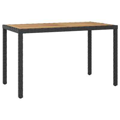 vidaXL dārza galds, melns un brūns, 123x60x74 cm, akācijas masīvkoks