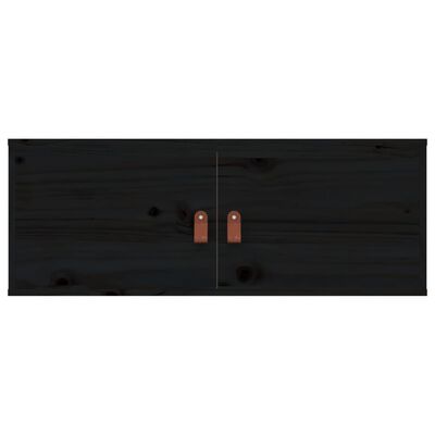 vidaXL sienas skapītis, melns, 80x30x30 cm, priedes masīvkoks