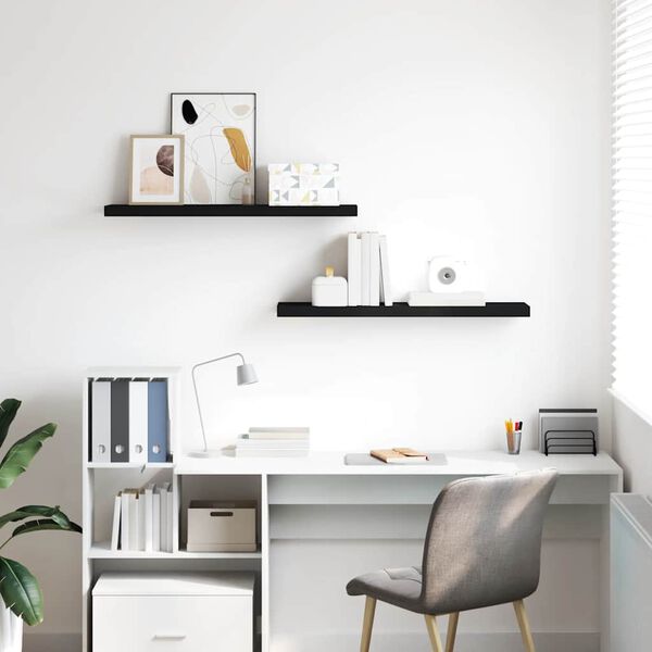 vidaXL sienas plaukti, 2 gab., melni, 90x23,5x3,8 cm, MDF