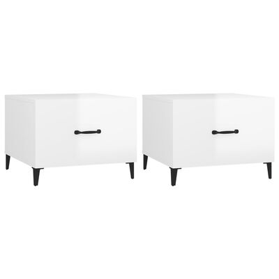 vidaXL kafijas galdiņi ar metāla kājām, 2 gab., balti, 50x50x40 cm