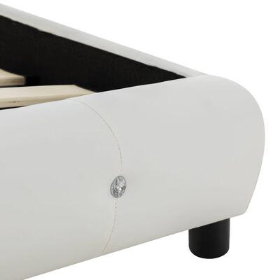 vidaXL gulta ar atmiņas efekta matraci, balta mākslīgā āda, 120x200 cm