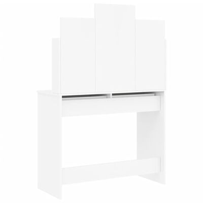 vidaXL galdiņš ar spoguli, spīdīgi balts, 96x39x142 cm