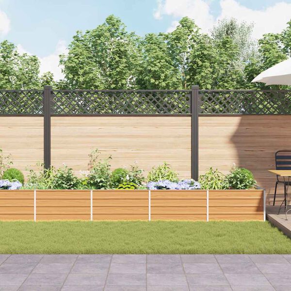 vidaXL augstā puķu kaste, 480x80x45 cm, cinkots tērauds, sudrabains