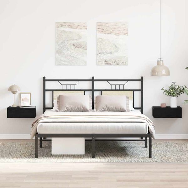 vidaXL peldo&scaron;i naktsskapī&scaron;i, 2 gab., melns ozols, 40x32x15 cm, inženierkoks