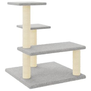 vidaXL kaķu māja ar sizala stabiem nagu asinā&scaron;anai, 61 cm, pelēka