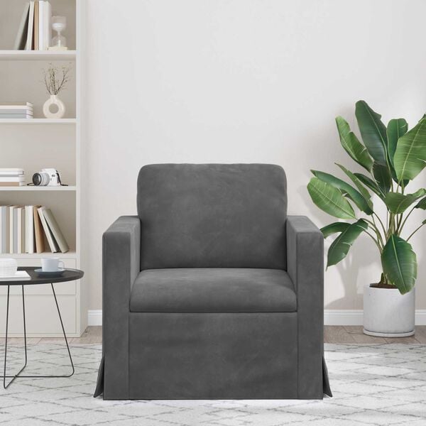 vidaXL Dīvāns Tum&scaron;i pelēks 78 x 78 x 80 cm Samts