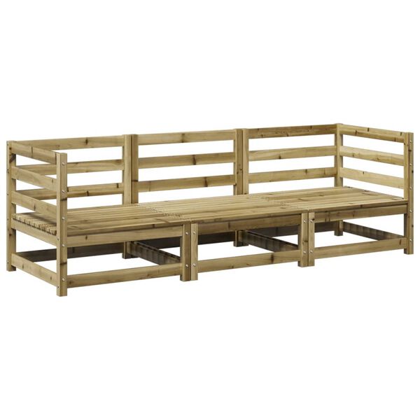 vidaXL 3-daļīgs dārza dīvānu komplekts, impregnēts priedes koks