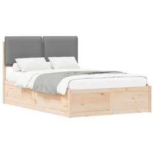 vidaXL Gultas rāmis ar polsterētu galvas balstu Gai&scaron;i pelēks