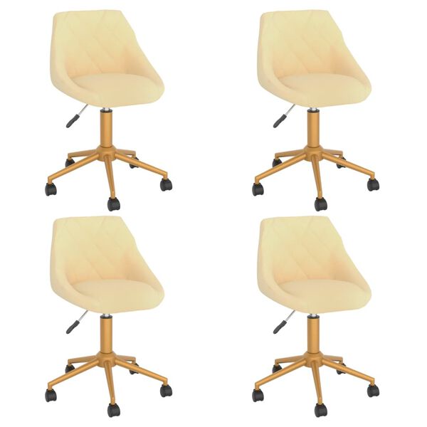 vidaXL grozāmi virtuves krēsli, 4 gab., krēmkrāsas samts