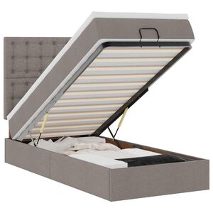 vidaXL Osmaņu gultas rāmis ar matrača pelēkbrūna 90x190 cm audums