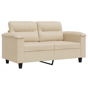 vidaXL divvietīgs dīvāns, 120 cm, krēmkrāsas mikro&scaron;ķiedras audums