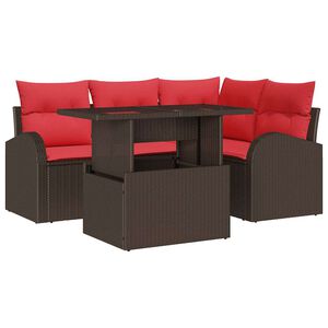 vidaXL Dārza dīvānu komplekts 5 gab. 4-Sēdvietu skaits Brūna