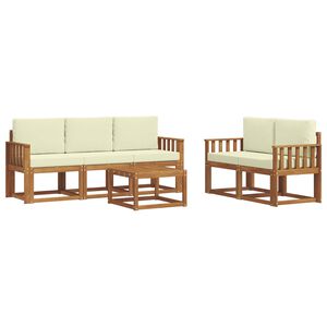 vidaXL Āra dīvānu komplekts ar spilvenu 6 pcs Dabisks un krējuma